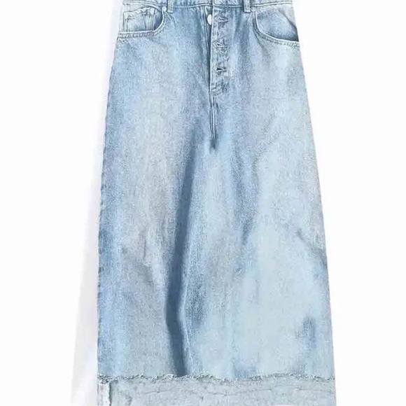 SATIN DENIM PRINT SKIRT |Size XS - Picture 5 of 6